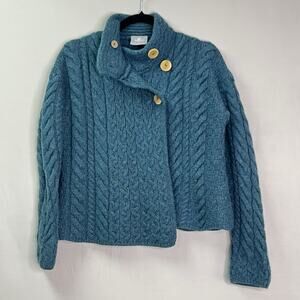 Women's Blue Cable Knit Cardigan